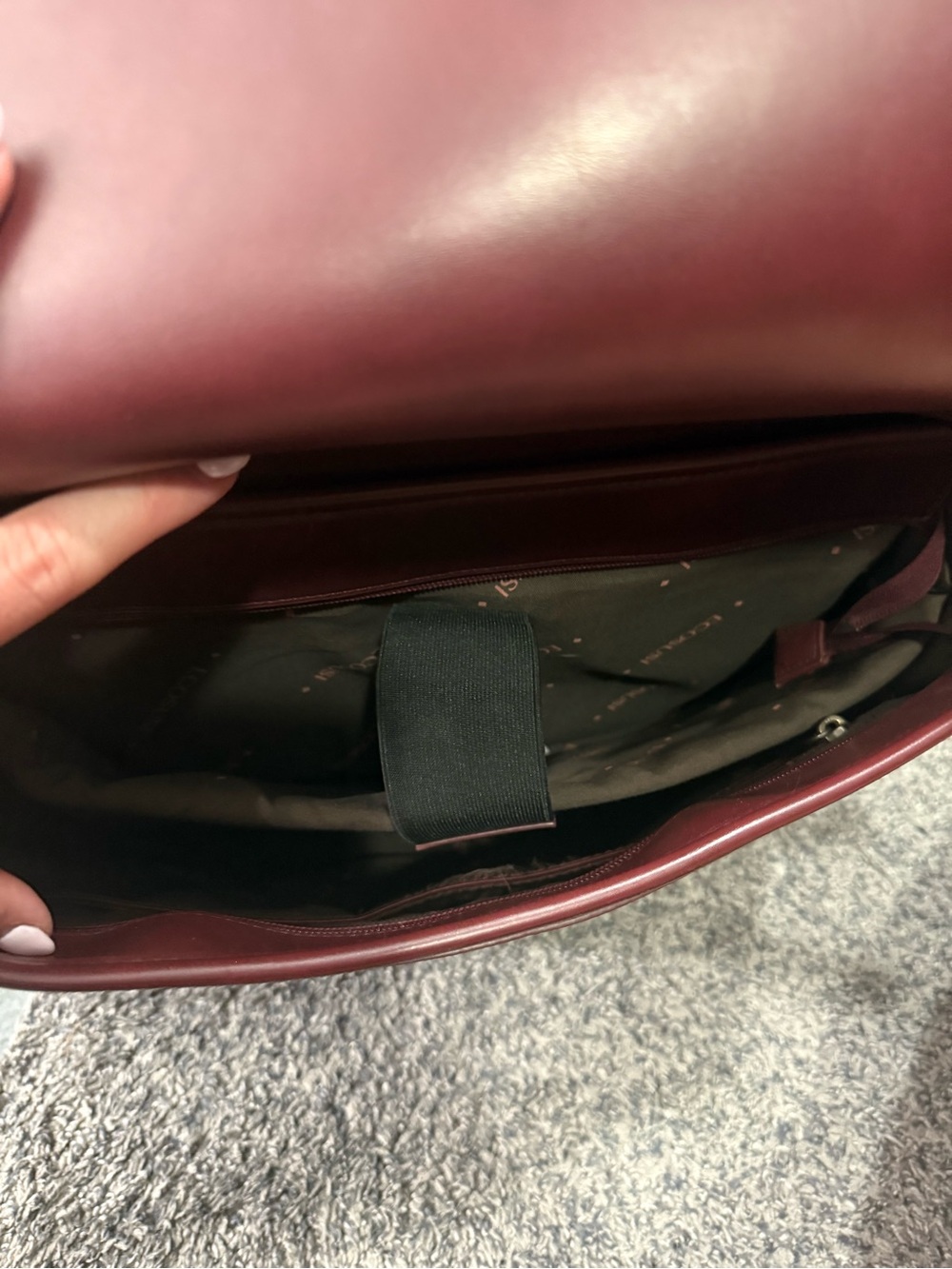 EcoSusi Burgundy Bow Briefcase Messenger Bag - Picture 3 of 3